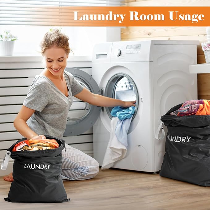 WiseBoy 2-Pack Travel Laundry Bags | Washable Wet Dry Bags for Gym | Odor-Resistant Dirty Clothes Organizer | Waterproof Swimsuit & Workout Gear Pouch with Heavy-Duty Zipper