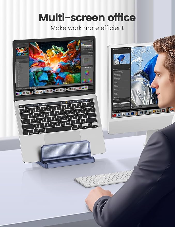 4 in 1 Vertical Laptop Stand Holder,Adjustable ABS Plastic Desktop Management Notebook Dock,Vertical Laptop Stand Space-Saving for All MacBook/Surface/Samsung/HP/Dell/Chrome Book(White)