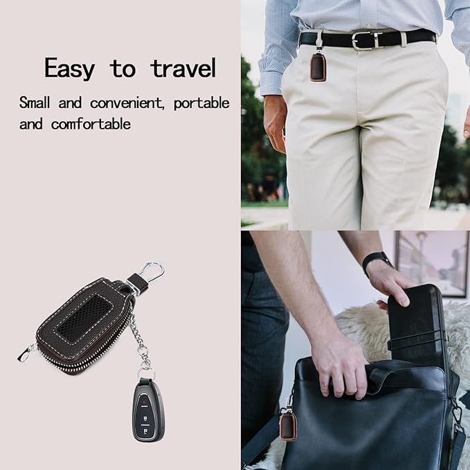 2 Pieces Leather Car Key Chain Case Holder Car Key Case Key Fob Protector Car Key Fob Cover Case (Brown)