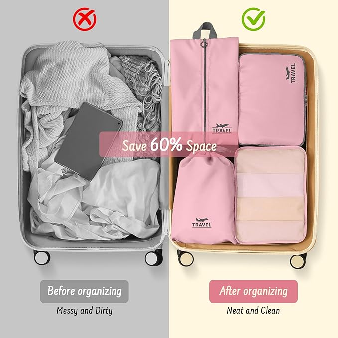 Packing Cubes for Travel - 8 Set Luggage Organizer Bags for Family, Mesh Breathable Packing Cubes for Suitcases Durable Travel Essentials Bags Set