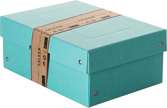 FALKEN Original PureBox Pastel, Made in Germany, 100 mm high, DIN A5, blue, storage box with lid made of sturdy cardboard, vegan gift box, transport box, all-purpose box