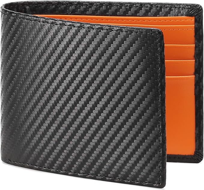 SENDEFN Slim Minimalist Men's Wallet RFID Blocking Leather Bifold Credit Card with 2 ID Window