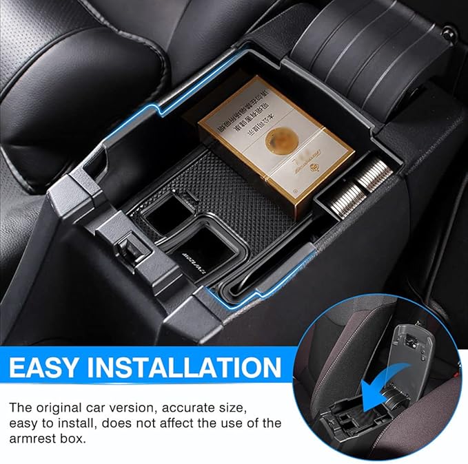 Karltys Compatible with Center Console Organizer Toyota Corolla 2019-2026/ Corolla Cross 2022-2026 Accessories Middle Console Tray Car Armrest Storage Box Container with Non-Slip Silicone Mats