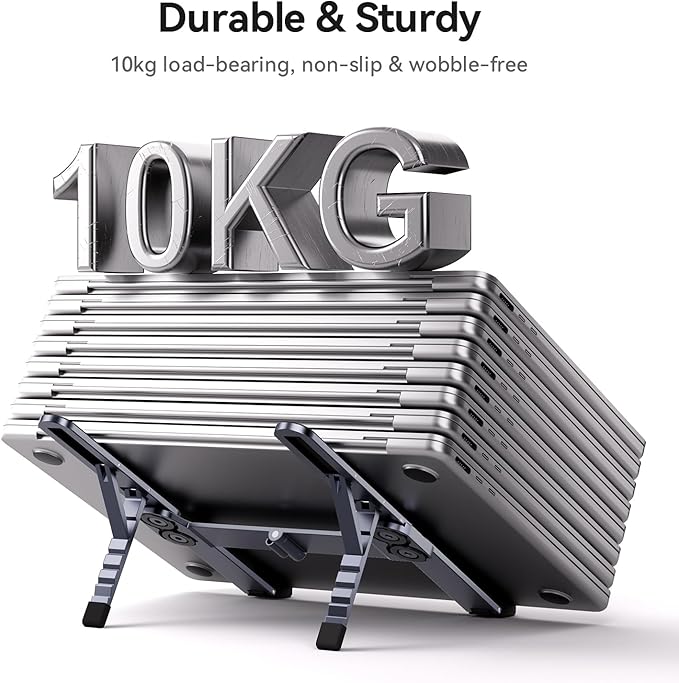 ICE COOREL Portable Laptop Stand, Foldable Laptop Riser for Desk, 6-Level Adjustable Ergonomic Computer Stand, Premium Aluminum Alloy Notebook Holder Compatible with 10-17 Inch Laptops & Tablets