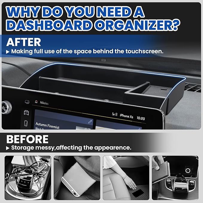Autorder Center Console Dash Organizer for 2023-2026 Chevy Chevrolet Colorado Accessories Dashboard Insert Tray with Cellphone Holder Storage Box with Anti-Slip Mat