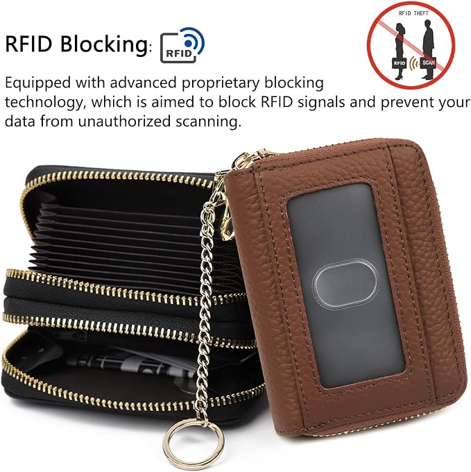 imeetu Rfid Credit Card Holder,Genuine Leather Businese Card Case,Rfid Blocking Wallet for Women & Men