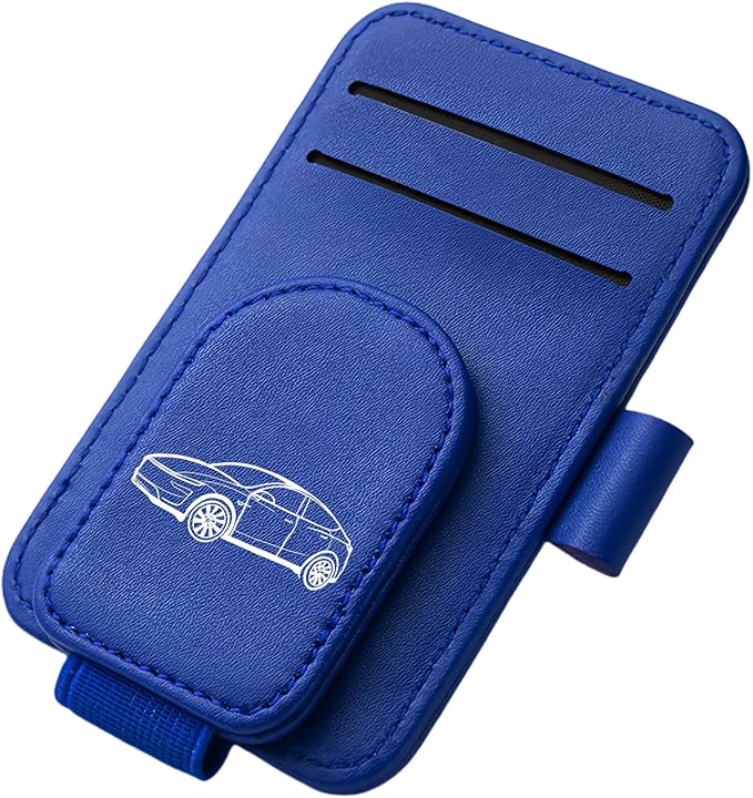 Model Y Sunglass Holder Clip Compatible with Tesla Model Y Juniper Interior Accessories Organizer Eyeglass Hanger Visor Ticket Card Decor Sunglasses Holders Part De Decorations (Blue)