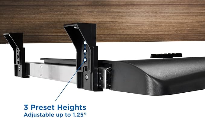 Mount-It! Keyboard Tray Under Desk with Adjustable Mouse Platform – Easy-Glide Sliding Drawer Under Desk Slide Out – Ergonomic Under Key Board Shelf for Office, Gaming, and Workstations