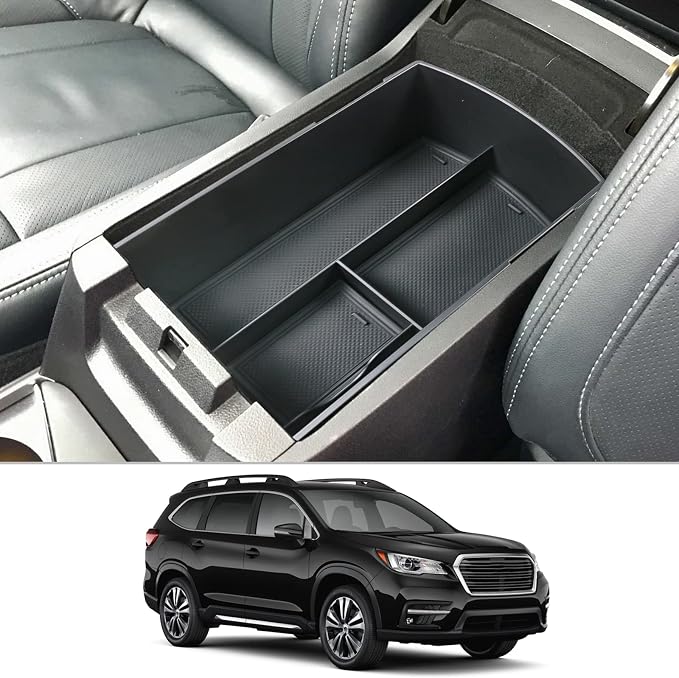 CDEFG for 2025 Ascent Center Console Organizer Tray for 2019-2024 2025 Subaru Ascent Accessories Middle Console Armrest Tray Storage Box Arm Rest Insert Coin Container (Black)