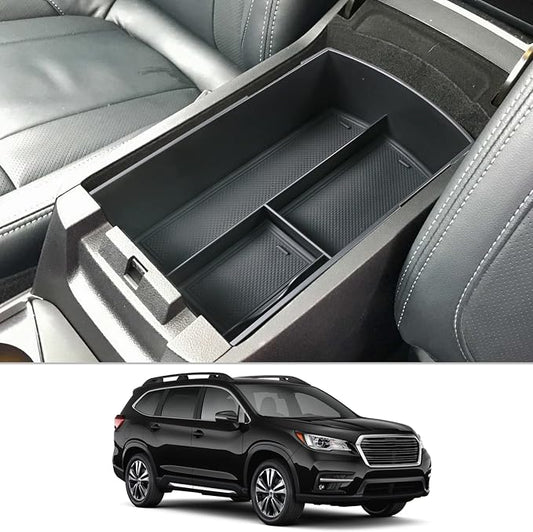 CDEFG for 2025 Ascent Center Console Organizer Tray for 2019-2024 2025 Subaru Ascent Accessories Middle Console Armrest Tray Storage Box Arm Rest Insert Coin Container (Black)
