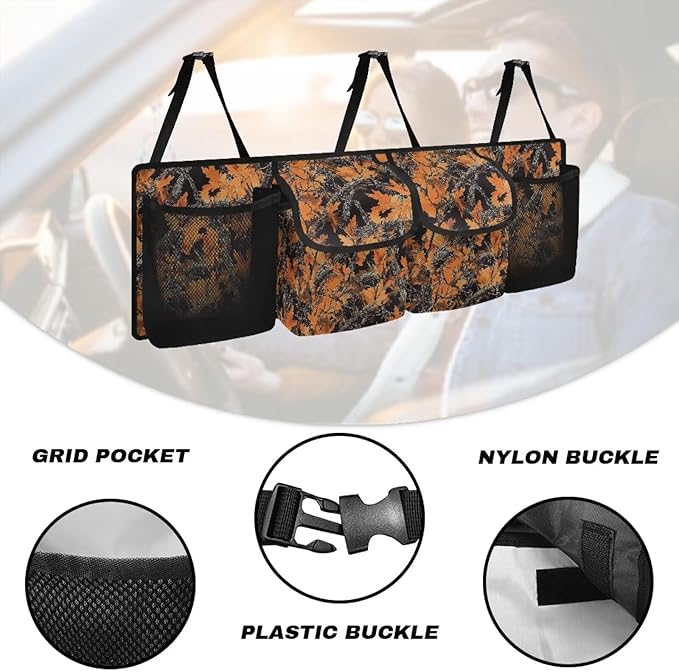 Brown Branch Design Car Trunk Organizer,Spiderwebs Backseat Hanging Organizer with 4 Large Storage Bag Super Capacity,Waterproof Trunk Storage Bag for SUV Not Easy to Fade