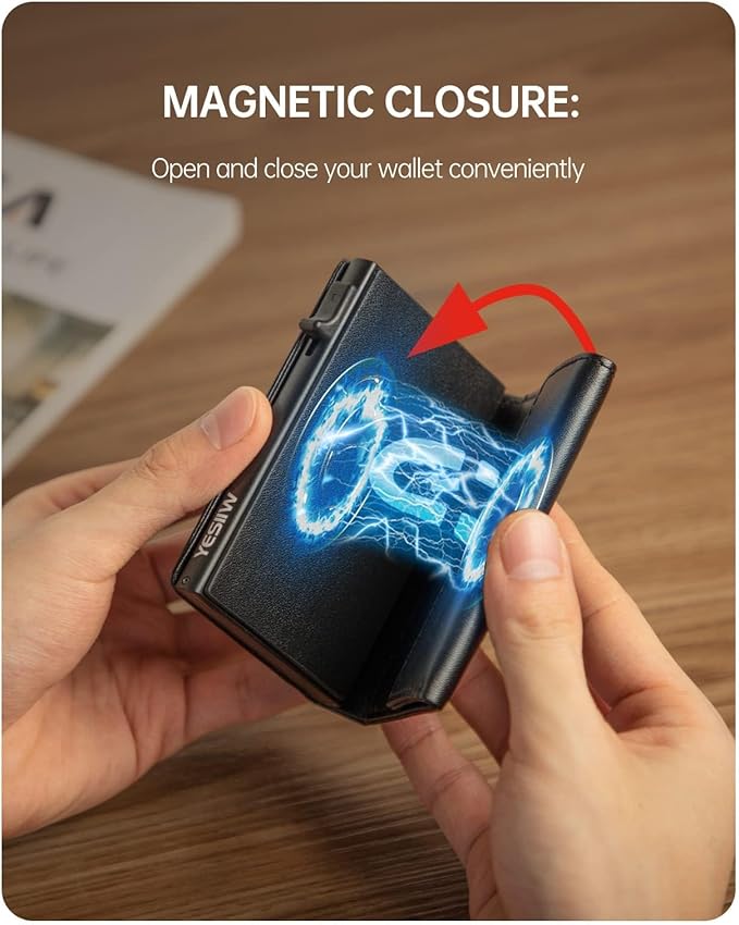 YESIIW Credit Card Holder Wallet for Men RFID Blocking Slim Minimalist Metal Wallet with Money Pocket Contactless Card Protector