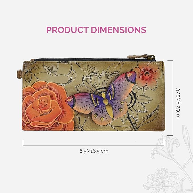 Anna by Anuschka Women's Hand Painted Genuine Leather Organizer Wallet | Hand Painted