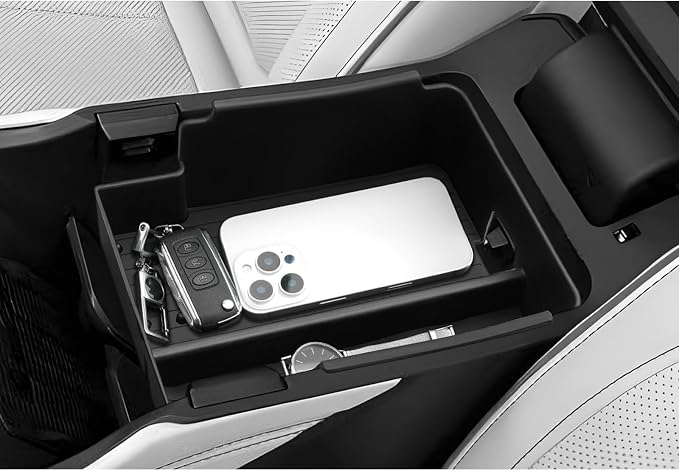 LUWU 2025 Wagoneer S Center Console Organizer for 2025 Wagoneer S Accessories Armrest Console Storage Box Insert Tray ABS Material Black-Trim