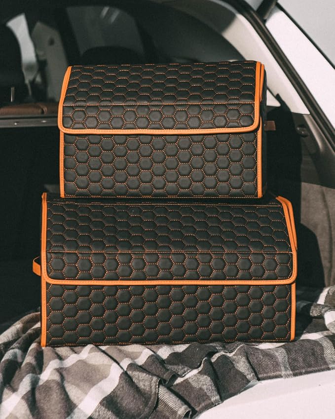 Owleys Trunk Organizer for Toyota Tacoma 2000–2025 – Car Storage Box for Truck Bed & SUV – Waterproof Foldable Car Trunk Organizer with Lid – Car Accessories for Men – Tacoma Bed Organizer (Hexy 17)