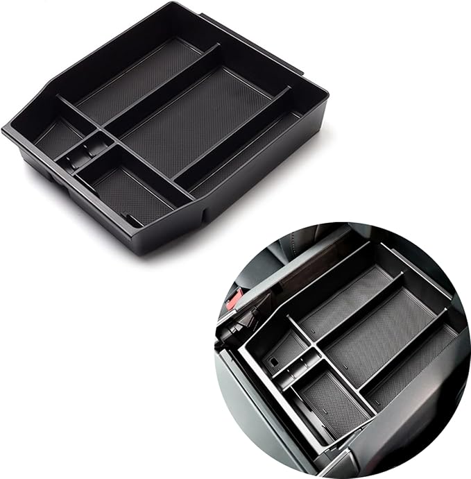 Keptrim for 2021 2022 2023 2024 2025 Ford F-150 Center Console Organizer Tray Interior Insert Storage Box, 1set