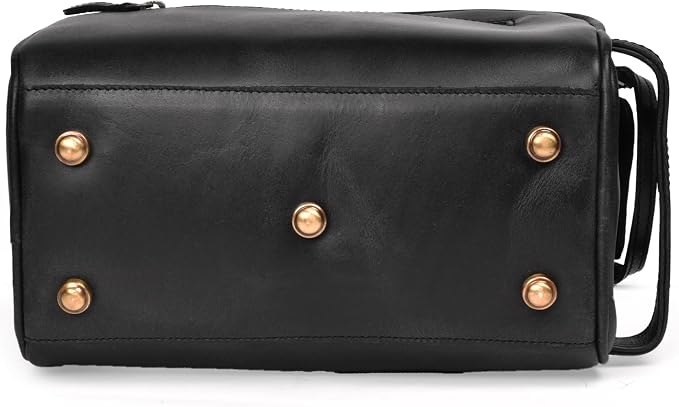 LEATHER VILLAGE Genuine Leather Toiletry Travel Bag With Waterproof Lining - Black | King-Size Handcrafted Vintage Dopp Kit Bag, Shaving & Bathroom Organizer, Gift for Men & Women