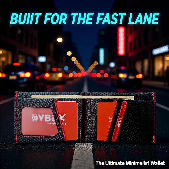 Minimalist RFID Blocking Slim Wallet for Men – Waterproof Microfiber Front Pocket Bifold Card Holder – Holds 10 Cards & Cash (Hexa Inferno Edition)