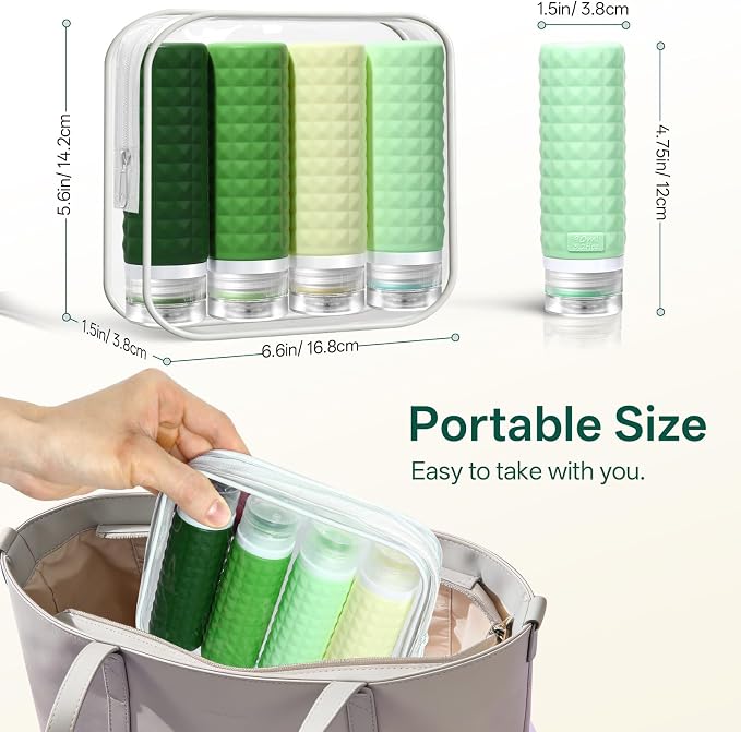 Travel Bottles for Toiletries, TSA Approved Travel Size Containers, Leak Proof Silicone Shampoo Bottles, Small Toiletry Containers with Clear Bag for Shampoo Conditioner Lotion