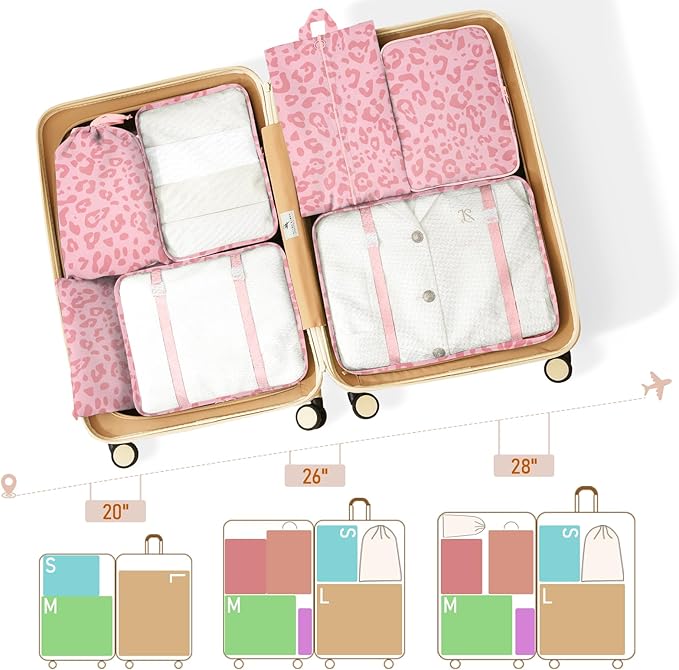 Packing Cubes for Travel - 8 Set Luggage Organizer Bags for Family, Mesh Breathable Packing Cubes for Suitcases Durable Travel Essentials Bags Set