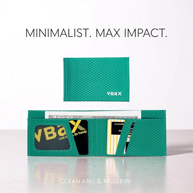 Minimalist RFID Blocking Slim Wallet for Men – Waterproof Microfiber Front Pocket Bifold Card Holder – Holds 10 Cards & Cash, Aurora Green Edition