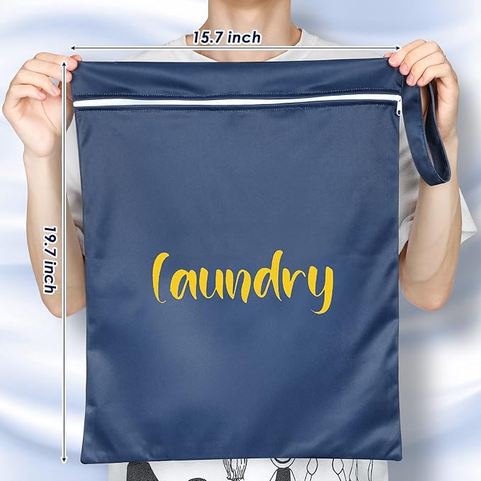 Shappy 2 Pack Large Travel Laundry Bags, Large Wet Dry Waterproof Dirty Clothes Bag for Suitcase, Swimsuit Beach Gym College Dorm Wet Bag(Laundry Style)