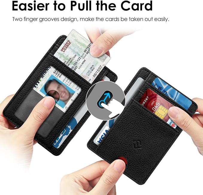 FINTIE Slim Minimalist Front Pocket Wallet, RFID Blocking Credit Card Holder Card Cases with ID Window for Men Women (Black)