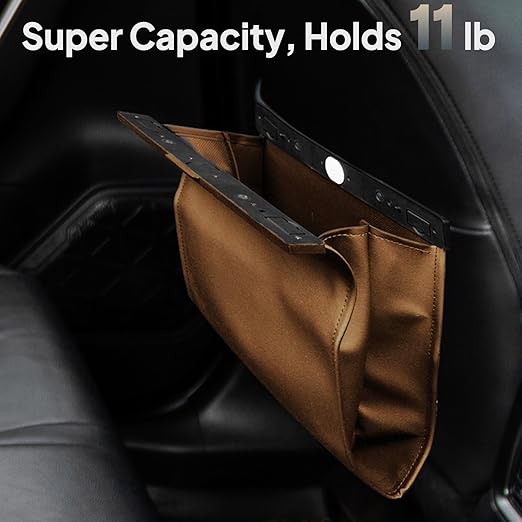 COZILO Leather Car Trash Can with Smart LED Light & Magnetic Closure,Leak-Proof, Odor-Lock Car Trash Bin for Any Cars, Sedans, SUVs, Trucks, Brown