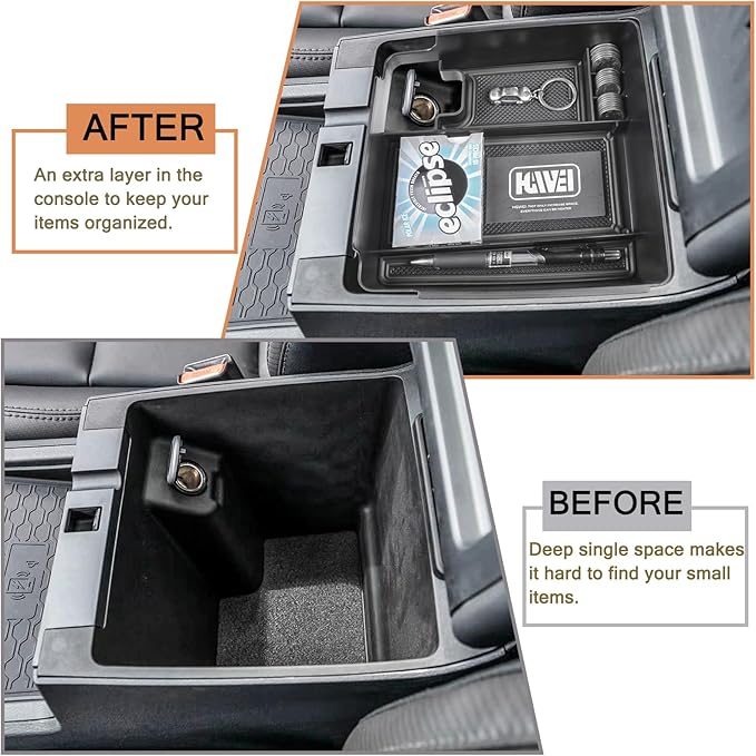 HGWEI Center Console Organizer Compatible with 2022 2023 2024 2025 2026 Nissan Frontier Interior Accessories, Pickup Truck Armrest Secondary Storage Box ABS Insert Tray Coin Container, Black
