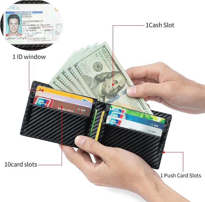 SENDEFN Wallet for Men RFID Blocking Bifold Leather Credit Card Holder