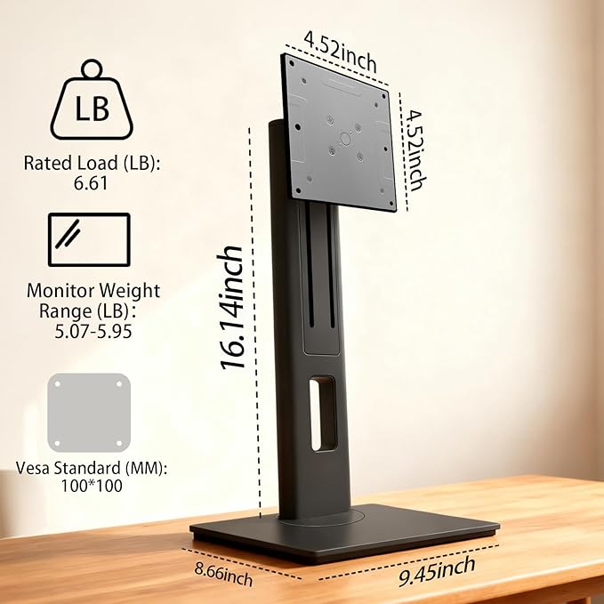 2026 Version Ergonomic VESA Monitor Stand, 150mm Spring Height adjustment, Tool-Free Base, Swivel, Tilt & Rotation, for 15??2" Monitors, 5.07??.95 lb, 100x100mm Vesa Mount (5.07~5.95LB)