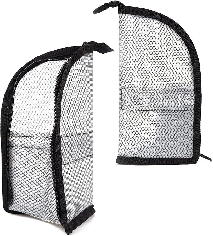 patu Standing Travel Toiletry Bag - Transparent Waterproof PVC Mesh Pouch with Triangle Design for Bathroom Essentials & Personal Care, 2 Packs, Black