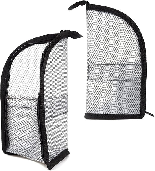 patu Standing Travel Toiletry Bag - Transparent Waterproof PVC Mesh Pouch with Triangle Design for Bathroom Essentials & Personal Care, 2 Packs, Black