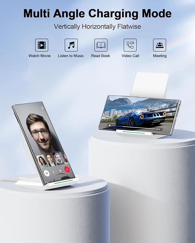NANAMI Fast Wireless Charger - Charging Stand 7.5W Compatible with iPhone 17/17 Pro/17 Pro Max/16/15/14/13/12, 10W Phone Charger Dock for Samsung Galaxy S26/S26+/S25/S24/S24 Ultra//S23/S22/21