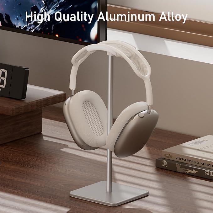 Headphone Stand for Desk - Headset Stand with Aluminum Hanger, Headphone Holder for AirPods Max, Sony, Bose, Beats and More (White)