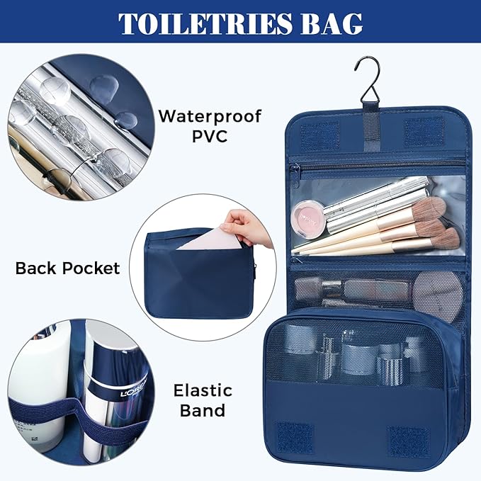 BAGAIL 4 Set/6 Set/8 Set Compression Packing Cubes Travel Accessories Expandable Packing Organizers(HalfMesh,8-Navy)