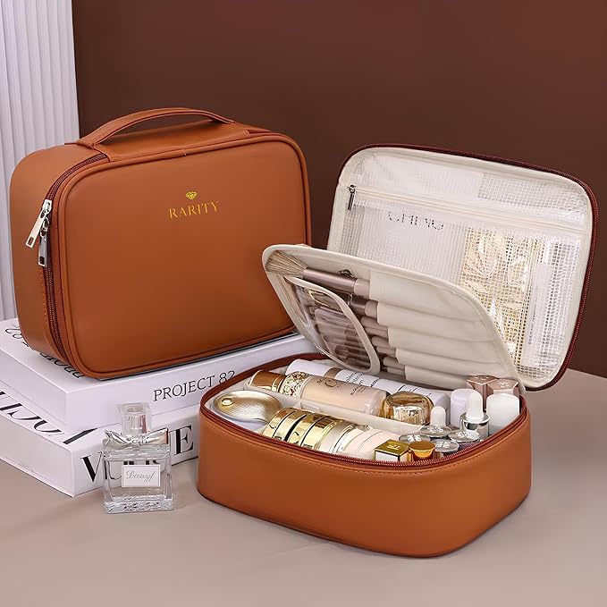 Luxury Makeup Bag for Women Travel Organizer Cosmetic Pouch Waterproof Toiletry Bag Large Capacity Elegant Design