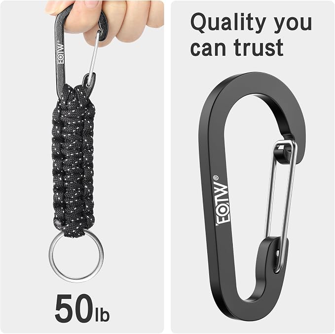 EOTW Carabiner Keychain,Paracord Keychain Small Aluminum Clip D Ring for Camping, Hiking, Fishing, Or As A Key Organizer