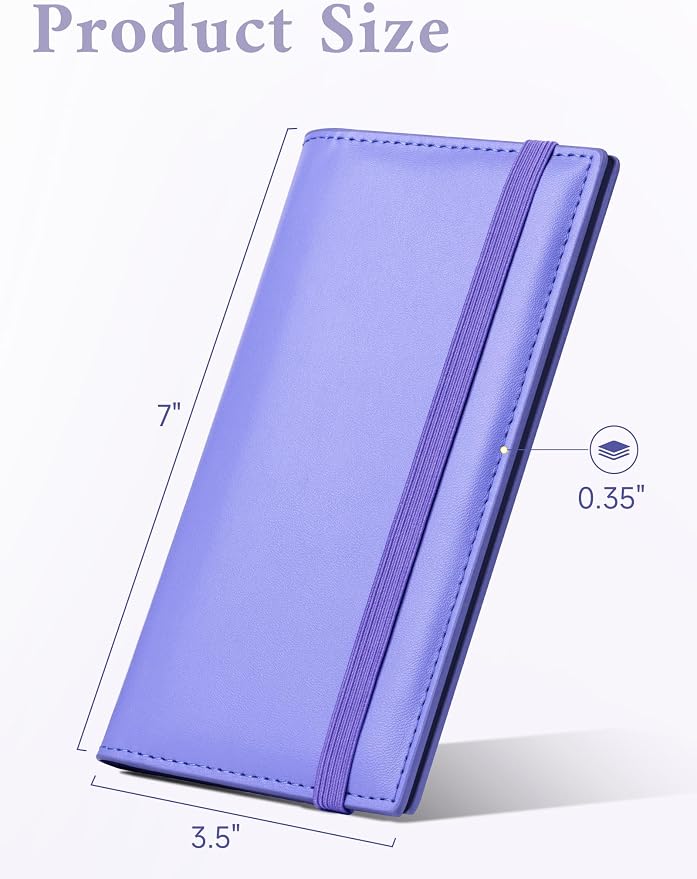 Zreal Checkbook Cover for Men and Women, Premium Vegan Leather Checkbook Holder for Top & Side Tear Duplicate Checks with RFID Blocking (Lavender Blue)