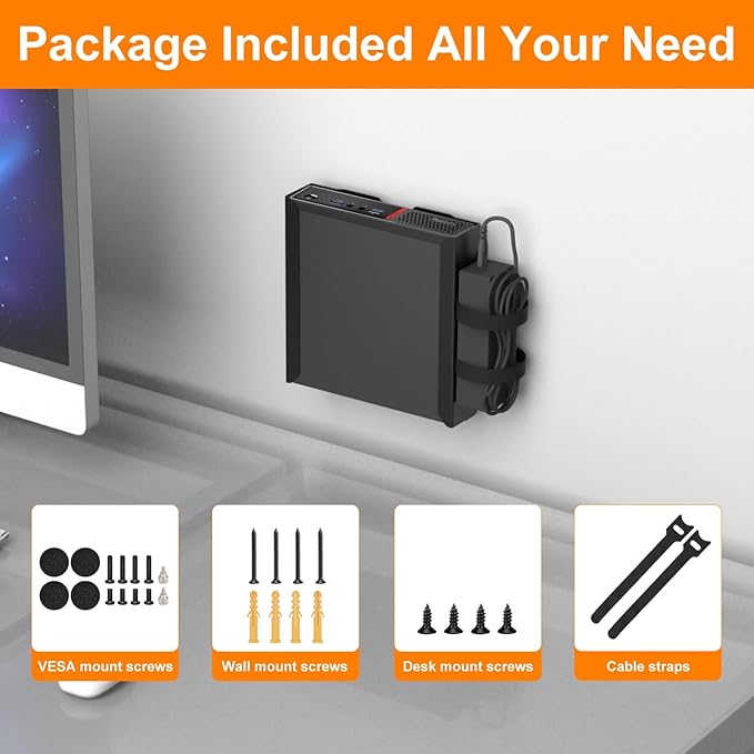 Mount for Lenovo Mini PC Wall VESA and Under Desk Mount for Lenovo ThinkCentre M600 M700 M710Q M715q M720Q M73 M800z M900 M910Q Tiny Desktops Mounting Bracket