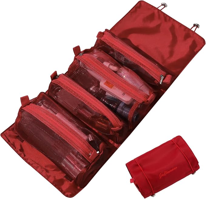 LumiSyne 4 In 1 Detachable Toiletry Bag Hanging Roll-Up Makeup Bag Large Capacity Travel Wash Bag Mesh Cosmetic Bag Portable Foldable Toiletry Bag Waterproof Cosmetic Organizer Bag For Travel Daily