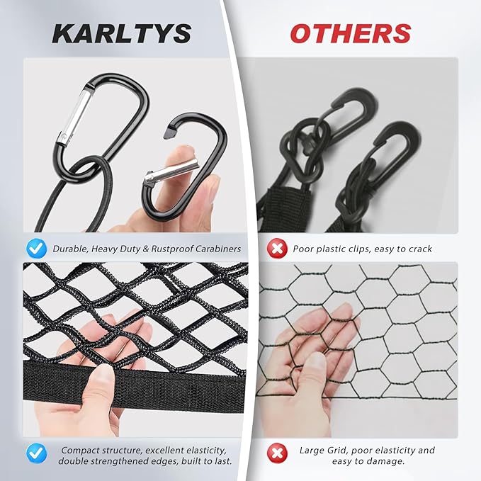 Karltys Envelope Style Cargo Net for Toyota Highlander 2020-2025 2026, Heavy Duty Rear Trunk Cargo Net for Highlander Accessories, Elastic Nylon Mesh Storage Netting Organizer