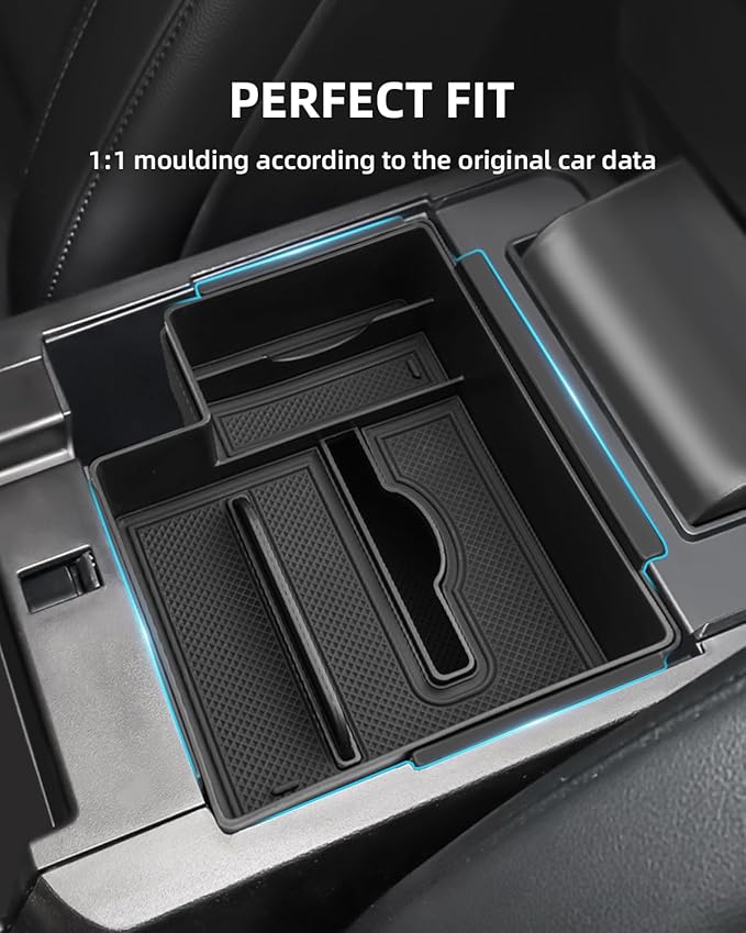 Double-Layer Center Console Organizer for 2025 2024-2020 Ford Explorer, ABS Armrest Storage Box, Middle Console Tray Organizer, Armrest Insert Container