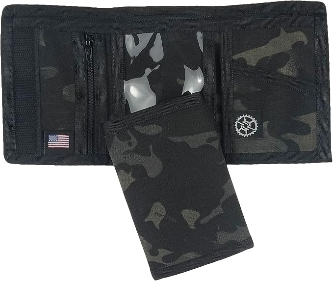 Sprocket Nylon Trifold Wallet with Zippered Coin Pocket & ID Window (MultiCam Black Camo)