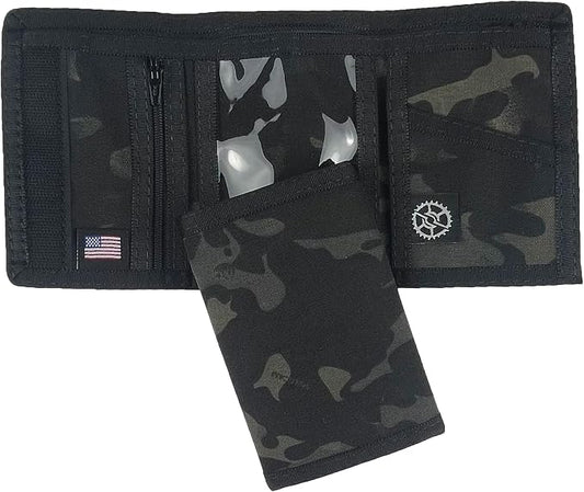 Sprocket Nylon Trifold Wallet with Zippered Coin Pocket & ID Window (MultiCam Black Camo)