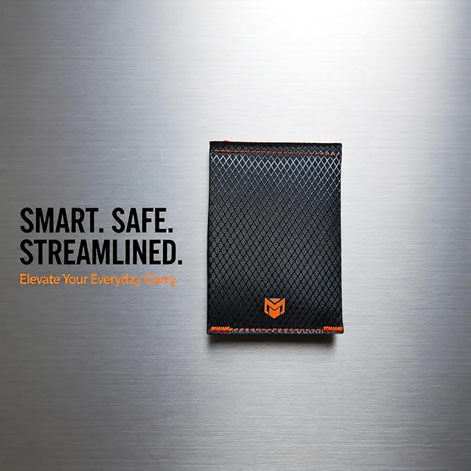 Minimalist RFID Blocking Slim Wallet for Men – Waterproof Microfiber Front Pocket Bifold Card Holder – Holds 10 Cards & Cash (Hexa Ember Edition)
