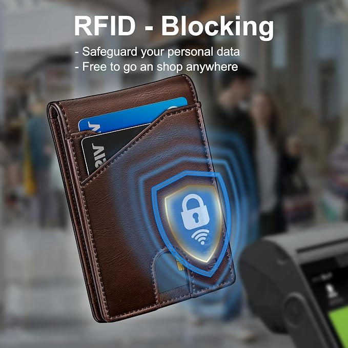 miyozi Airtag Wallet for Men,with Money Clip 11 Cards Slim Front Pocket Leather RFID Blocking Wallet with Gift Box