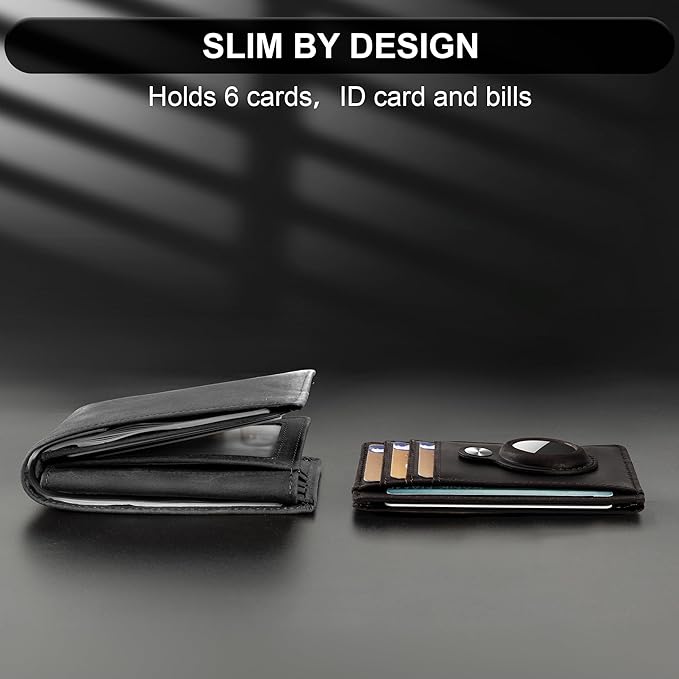 Hawanik Slim Minimalist Front Pocket Air Tag Wallet, RFID Blocking Card Holder Wallet with Airtag Holder