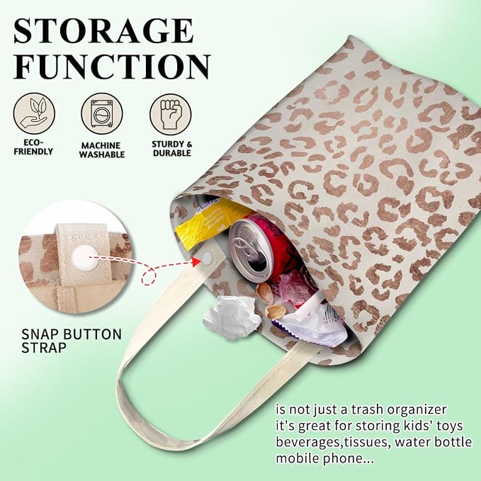 Cute Car Trash Can, Organizer & Storage Bag, 5L, White & Black, Animal Print