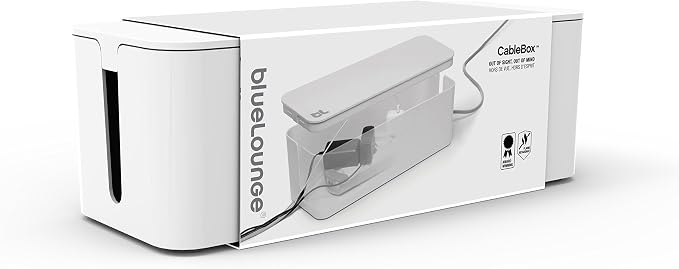 Bluelounge CableBox cable organizer hides messy, loose, tangled cables White color (CB01WH)